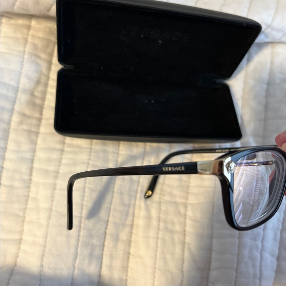 Versace Black Rectangular Glasses - image 2